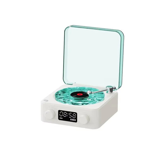 Waves Vinyl Player Bluetooth Speaker with White Noise Retro Turntable Speaker Sleep with Light and Clock