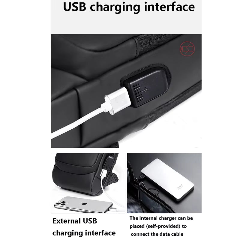 Anti-Theft USB Shoulder Bag Man Crossbody Cross Body Travel Sling Chest Bags Pack