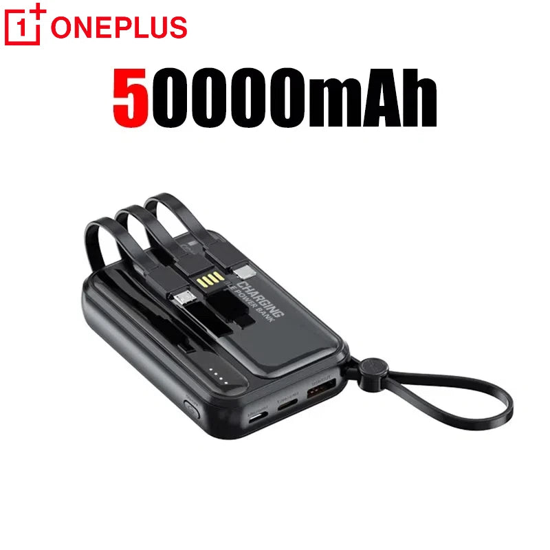 VoltGo 4-in-1 Power Bank 50000mAh – Ultra High Capacity Portable Charger with Built-In Cables, Intelligent Digital Display, LED Light, and Multi-Device Fast Charging