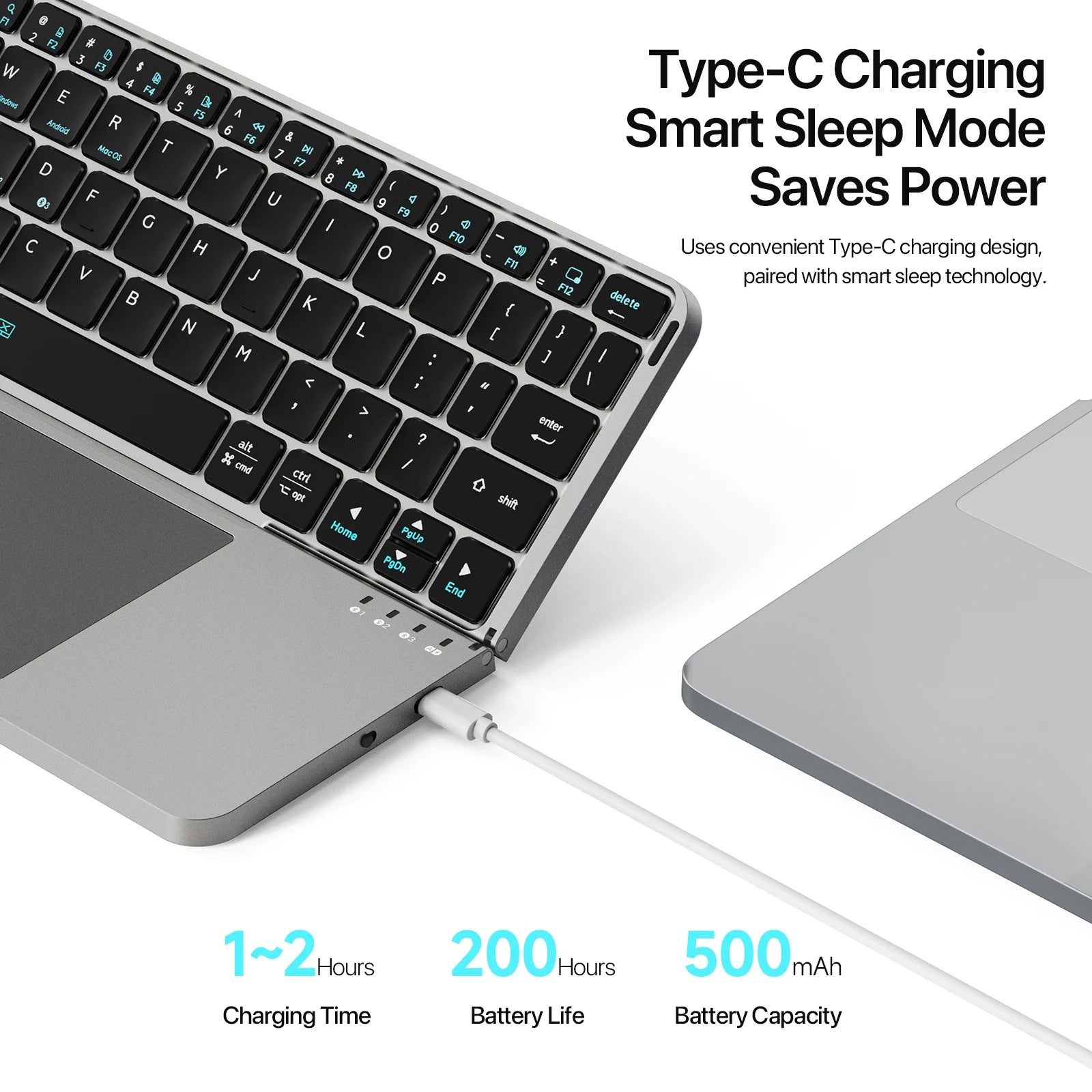 Foldable Bluetooth Keyboard with Touchpad & Phone Holder