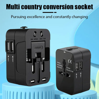 Global Universal Conversion Travel Plug USB Sockets EU US AC Power Adapter Converter with Child Protection Safety Cover Locking