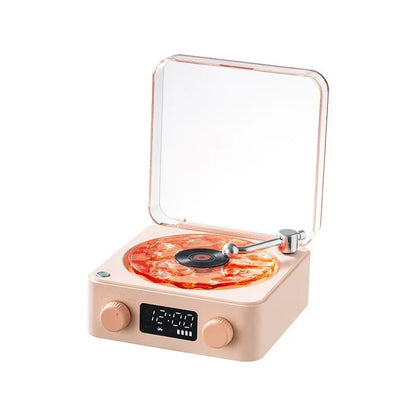 Waves Vinyl Player Bluetooth Speaker with White Noise Retro Turntable Speaker Sleep with Light and Clock
