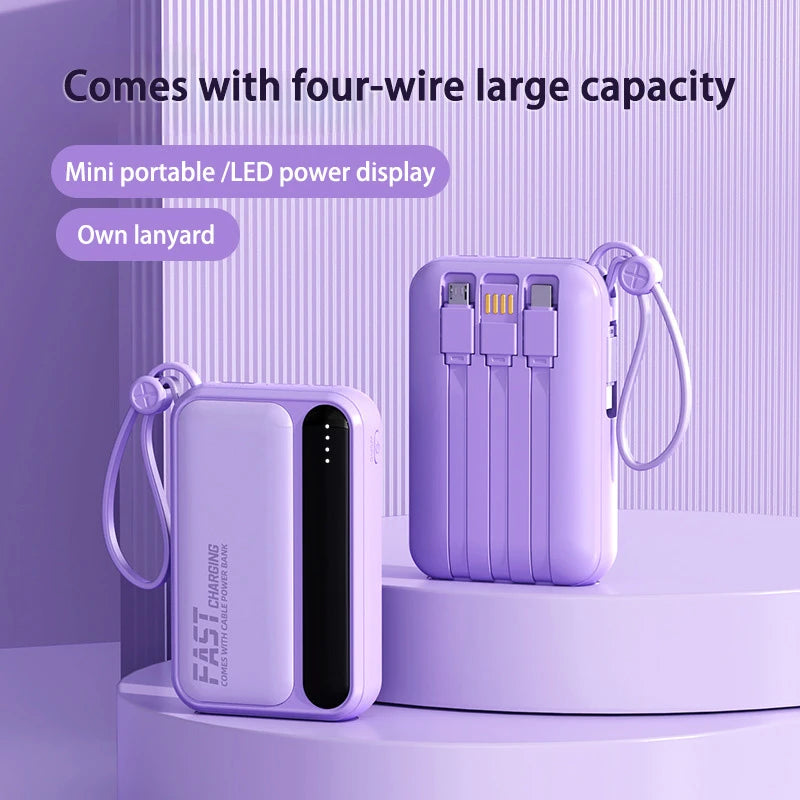VoltGo 4-in-1 Power Bank 50000mAh – Ultra High Capacity Portable Charger with Built-In Cables, Intelligent Digital Display, LED Light, and Multi-Device Fast Charging