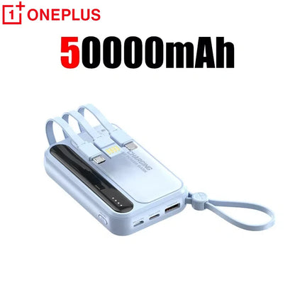 VoltGo 4-in-1 Power Bank 50000mAh – Ultra High Capacity Portable Charger with Built-In Cables, Intelligent Digital Display, LED Light, and Multi-Device Fast Charging