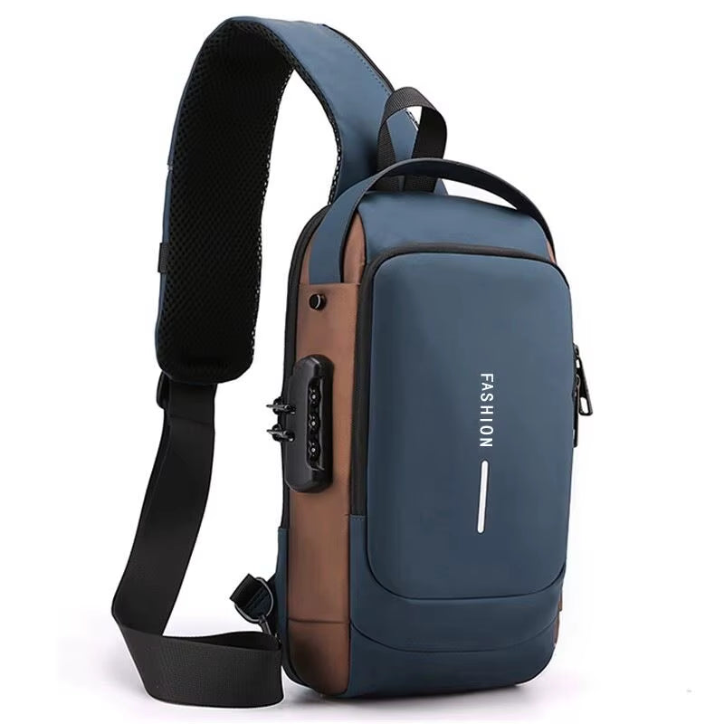 Anti-Theft USB Shoulder Bag Man Crossbody Cross Body Travel Sling Chest Bags Pack