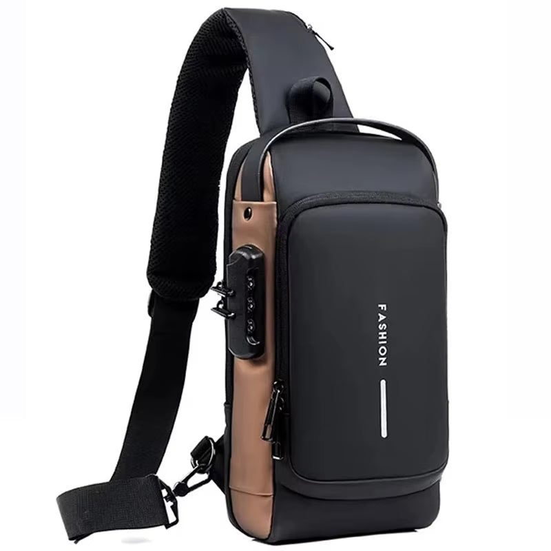 Anti-Theft USB Shoulder Bag Man Crossbody Cross Body Travel Sling Chest Bags Pack